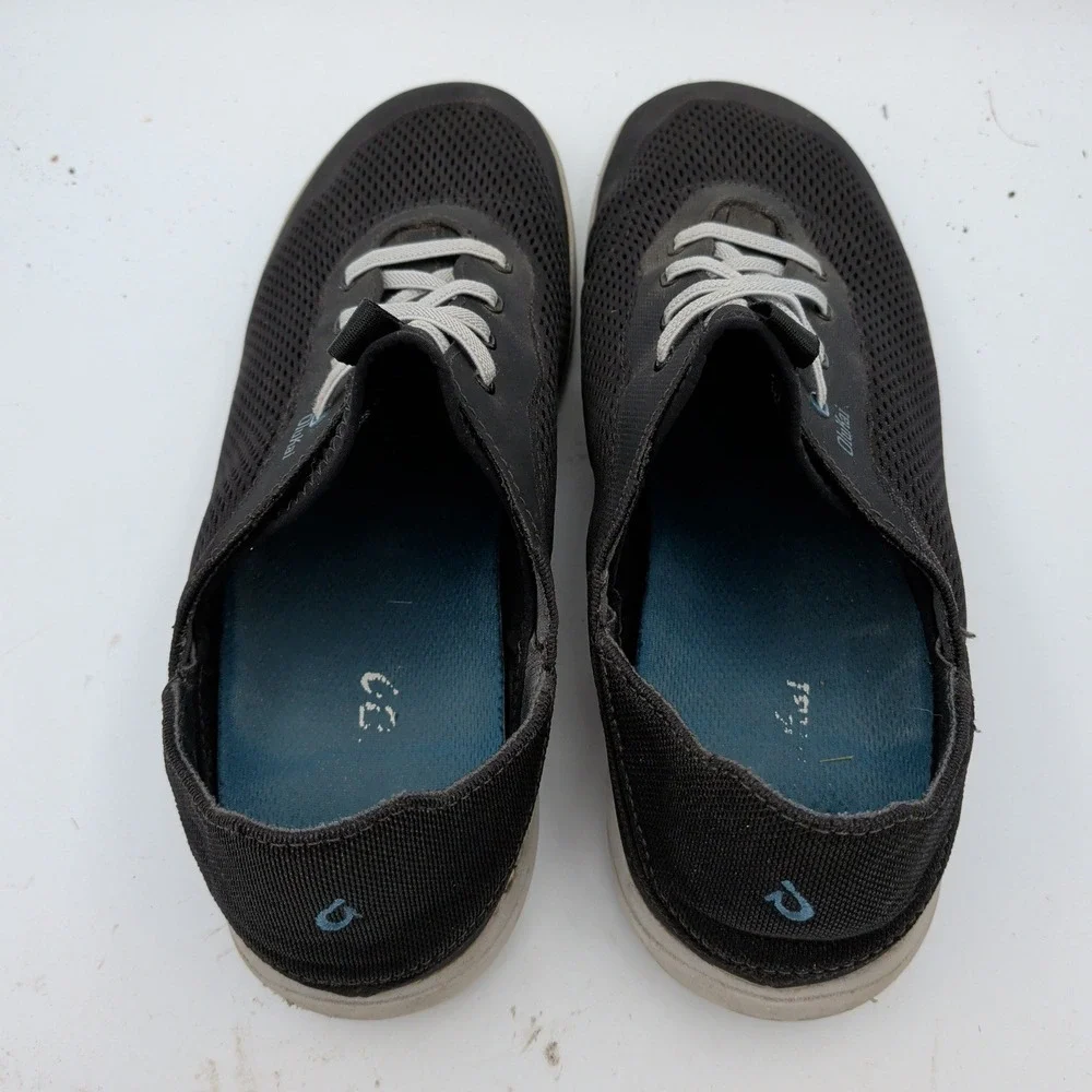OluKai Moku Pae Mens Black Cloud Mesh Boat Shoes Sneakers 10472-40QS Size 12